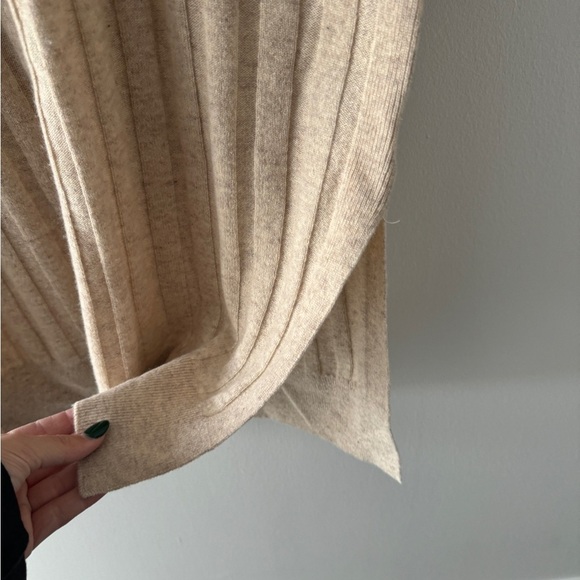 CLUB MONACO Tan Cashmere Ribbed Polo Dress L - Picture 6 of 7